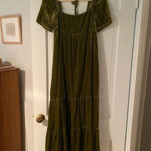 Moss Green Velvet Dress